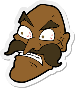 sticker of a cartoon angry old man png