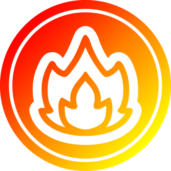 simple flame circular icon with warm gradient finish png