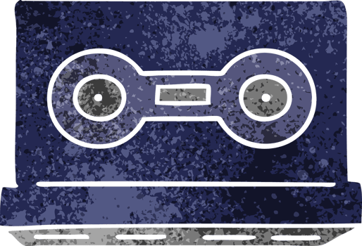 hand drawn retro cartoon doodle of a retro cassette tape png