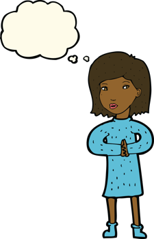 cartoon calm woman with thought bubble png