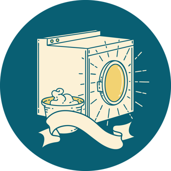 icon of a tattoo style washing machine png