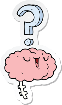sticker of a cartoon curious brain png