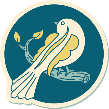 sticker of tattoo in traditional style of a bird on a branch png
