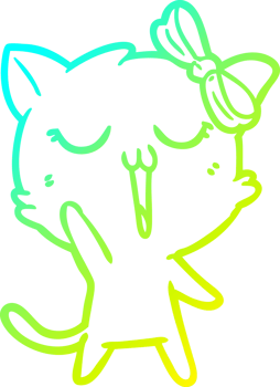 cold gradient line drawing of a cartoon cat png
