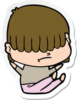 sticker of a cartoon boy with untidy hair png