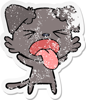 distressed sticker of a cartoon disgusted dog png