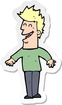 sticker of a cartoon happy man png