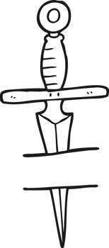 hand drawn black and white cartoon dagger tattoo symbol png