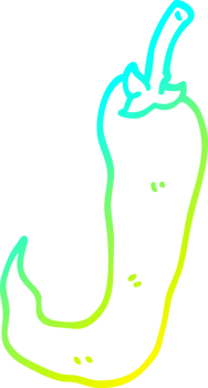 cold gradient line drawing of a cartoon red hot chilli pepper png