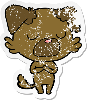 distressed sticker of a cartoon dog png