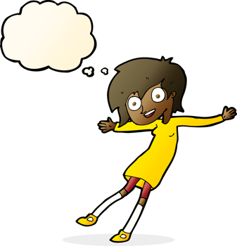 cartoon crazy excited girl with thought bubble png