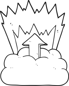 hand drawn black and white cartoon upload to the cloud png