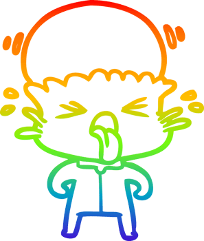 rainbow gradient line drawing of a weird cartoon alien png