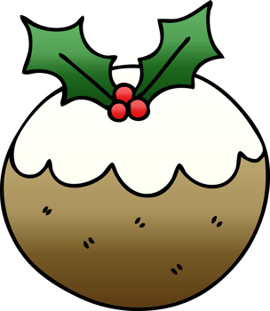 gradient shaded quirky cartoon christmas pudding png