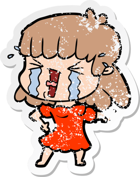 distressed sticker of a cartoon woman png