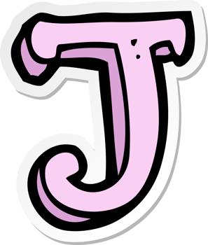sticker of a cartoon letter J png