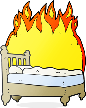 hand drawn cartoon beds are burning png
