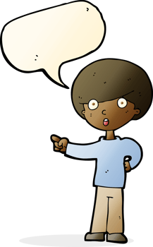 cartoon pointing boy with speech bubble png