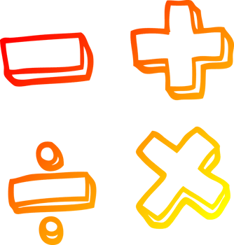 warm gradient line drawing of a cartoon math symbols png