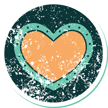 iconic distressed sticker tattoo style image of a heart png