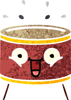 retro illustration style cartoon of a drum png