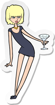 sticker of a cartoon woman with cocktail png