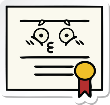 sticker of a cute cartoon graduation diploma png