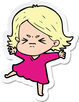 sticker of a cartoon angry woman png