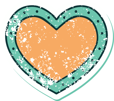 iconic distressed sticker tattoo style image of a heart png