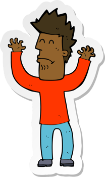 sticker of a cartoon stressed man png