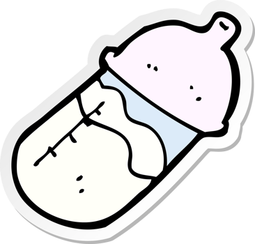 sticker of a cartoon baby milk bottle png