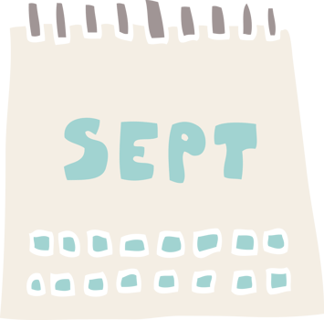 cartoon doodle calendar showing month of september png