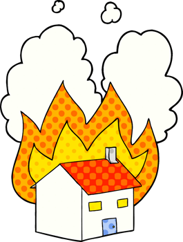 cartoon burning house png