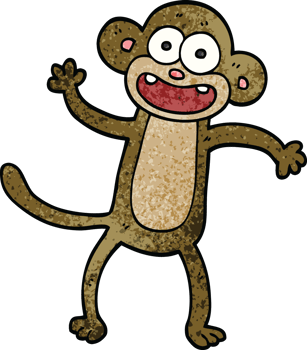 cartoon doodle waving monkey png