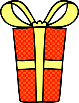 comic book style quirky cartoon present png