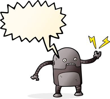 funny cartoon robot with speech bubble png