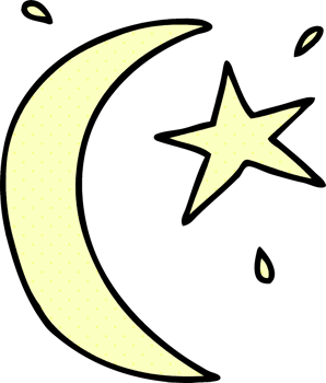 hand drawn cartoon doodle of the moon and a star png