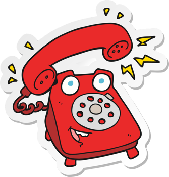 sticker of a cartoon ringing telephone png