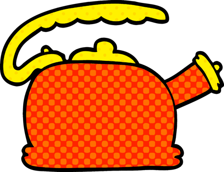 cartoon doodle whistling kettle png