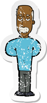 retro distressed sticker of a cartoon annoyed balding man png