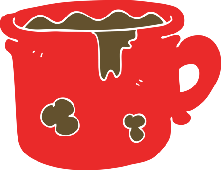 flat color illustration of old coffee cup png