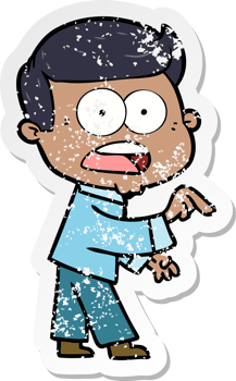 distressed sticker of a cartoon shocked man png