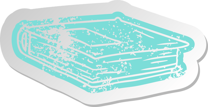 distressed old cartoon sticker of a red journal png