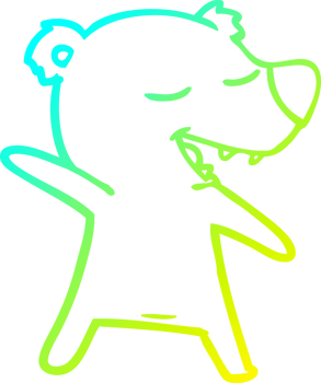 cold gradient line drawing of a cartoon bear png