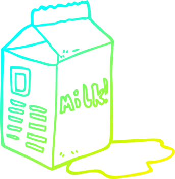 cold gradient line drawing of a cartoon milk carton png