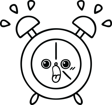 line drawing cartoon of a alarm clock png