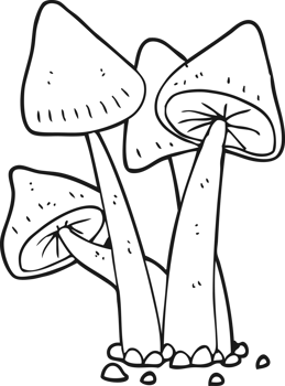 drawn black and white cartoon mushrooms png