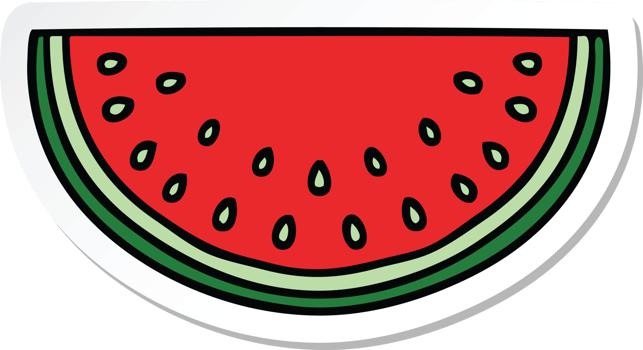 sticker of a quirky hand drawn cartoon watermelon png