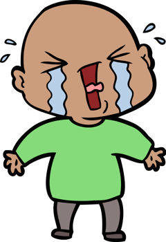 cartoon crying bald man png