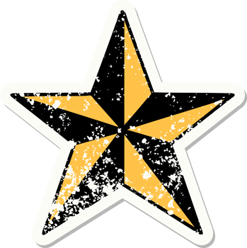 distressed sticker tattoo in traditional style of a star png
